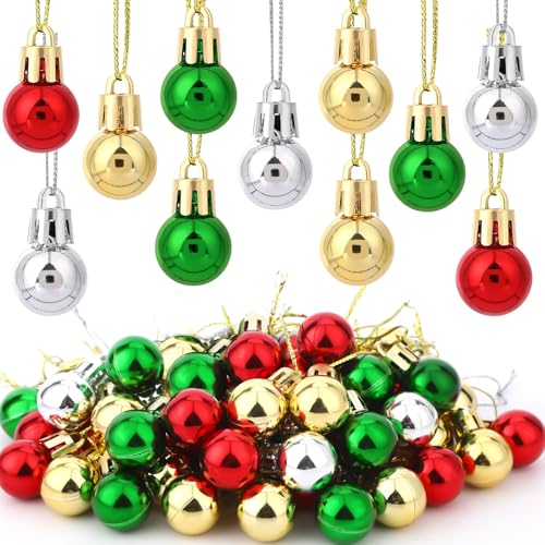 Christmas Mini Ball Ornaments Set - Shiny Vintage Glitter Balls - 120PCS, Variation: Shiny