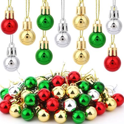 Christmas Mini Ball Ornaments Set - Shiny Vintage Glitter Balls - 120PCS, Variation: Shiny