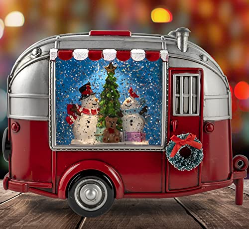 Musical Snowman in Camper Christmas Decoration with Light and Music