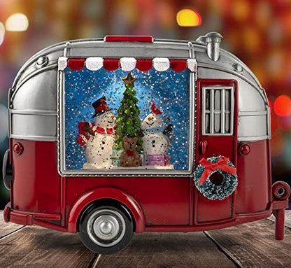 Musical Snowman in Camper Christmas Decoration with Light and Music