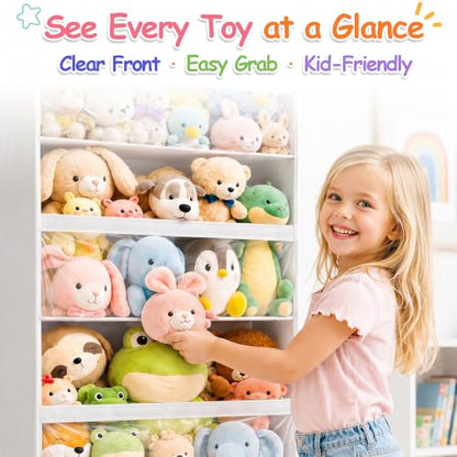 White Over-the-Door Stuffed Animal Organizer - Large Toy Storage for Kids