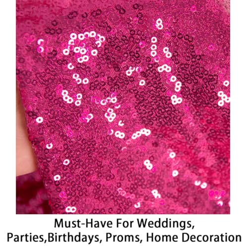 Sequin Rectangle Tablecloth 90x132 Inches Hot Pink Glitter Linen for Weddings & Parties - Variation: Hot Pink / 132" x 90"