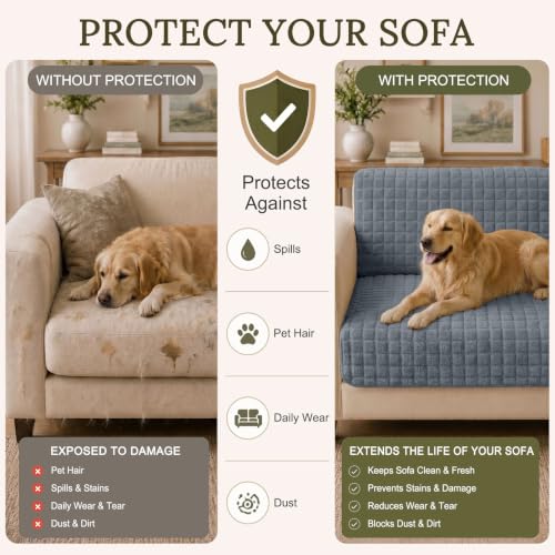 Velvet Couch Cover for Dogs - Non-Slip Sofa Protector 36x71 Grey