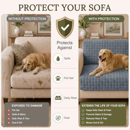 Velvet Couch Cover for Dogs - Non-Slip Sofa Protector 36x71 Grey