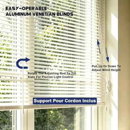 Sky Blue Aluminum Venetian Blinds Room Divider Horizontal Window Shades - Upgraded Light Control