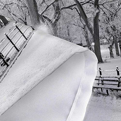 Grey Winter Street View Shower Curtain with Snow Trees, Christmas 72x72 Inches - Christmas3