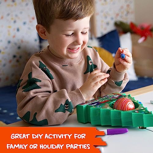 TreeMendous Christmas Ornament Kit & 6 Pack of Ornaments - Spin Art Craft for Kids 3+