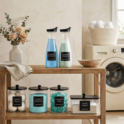 Black Circular Laundry Organization Set with 4 Containers & 2 Dispensers