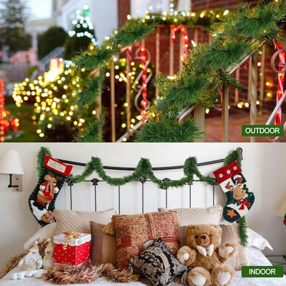 6 Pack 300 Ft Christmas Garland Green Soft Faux Pine Wreath Decoration