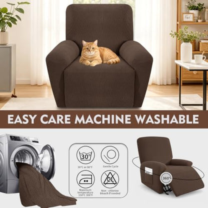 Recliner Chair Cover 1 Seat - Soft Jacquard Stretch Slipcover for Recliners