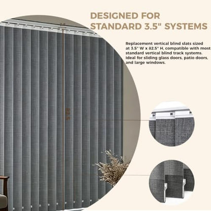 Vertical Blind Replacement Slats Blackout Grey 3.5x82.5 in 25 Pack