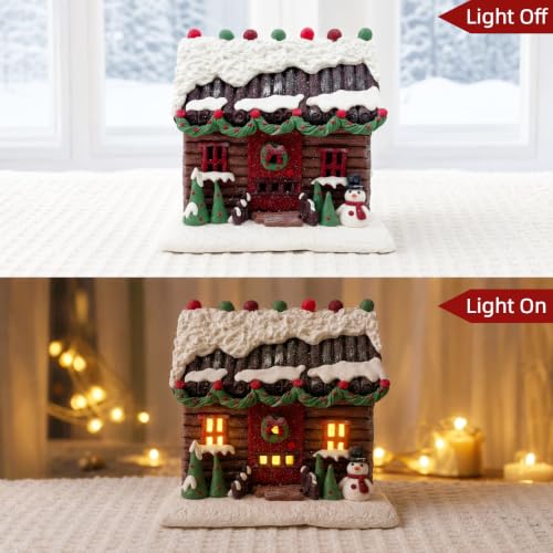 7-Inch Lighted Gingerbread House Christmas Village Decor