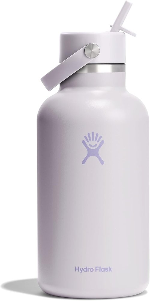 Hydro Flask Water Bottle - Insulated Stainless Steel - Leakproof Wide Straw Lid, 64 Oz Cloud Pink