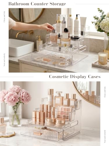 Clear Makeup Organizer with 3-Tier & Drawer for Vanity, Perfume Display Stand - Variation of This Listing