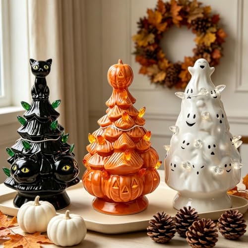 Light-Up Black Cat Halloween Christmas Figurine - Tree Decor, Reusable