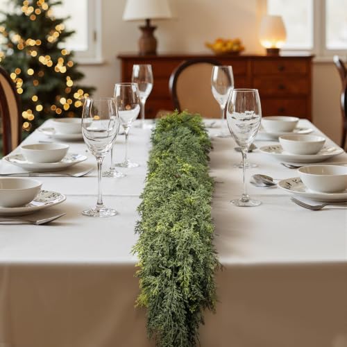 6FT 2-Piece Artificial Cedar Garland for Christmas Mantle Decor - Real Touch, Dense Foliage