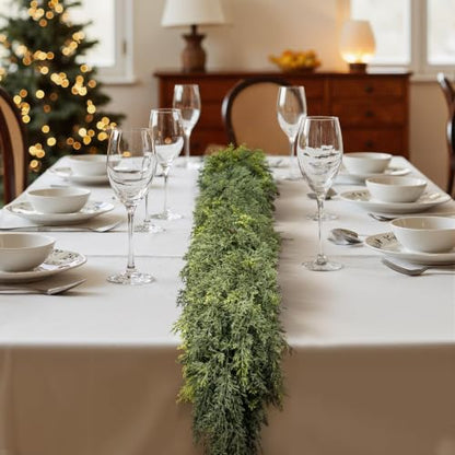 6FT 2-Piece Artificial Cedar Garland for Christmas Mantle Decor - Real Touch, Dense Foliage