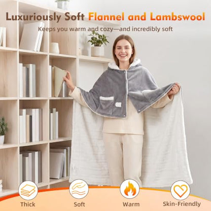 Wearable Heated Blanket with 9 Heat Levels and 12H Timer - Full Coverage, Safe & Fast Heating