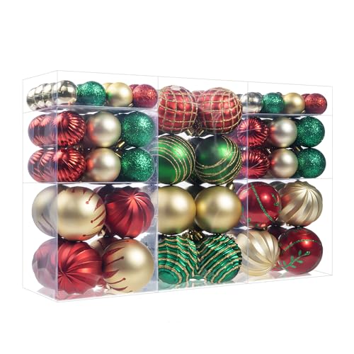 100Pcs Shatterproof Christmas Ornaments Set - Gold, Red & Green Holiday Decorations
