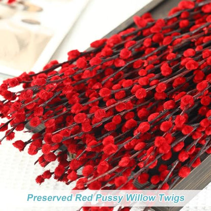 Natural Dried PussyWillow Branches for Rustic Wedding Decor Fireplace Mantel Centerpiece