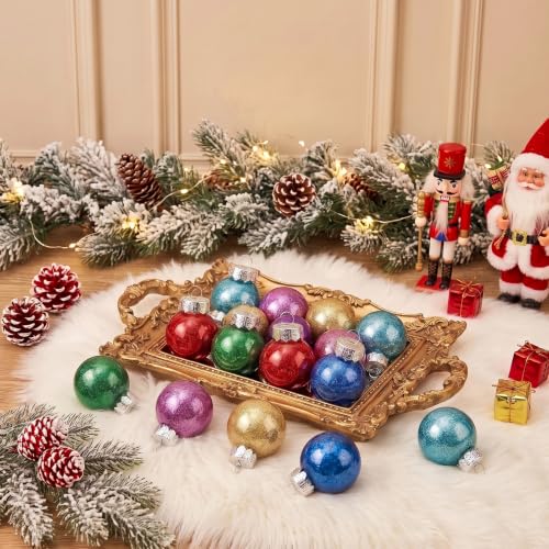 24PCS Multicolor Christmas Ball Ornaments 1.57 Inch Glitter Shatterproof