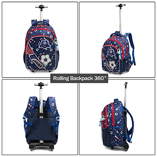 MOHCO Rolling Backpack 18 inch with Lunch Bag and Pencil Case Wheeled School Backpack for Boys and Girls