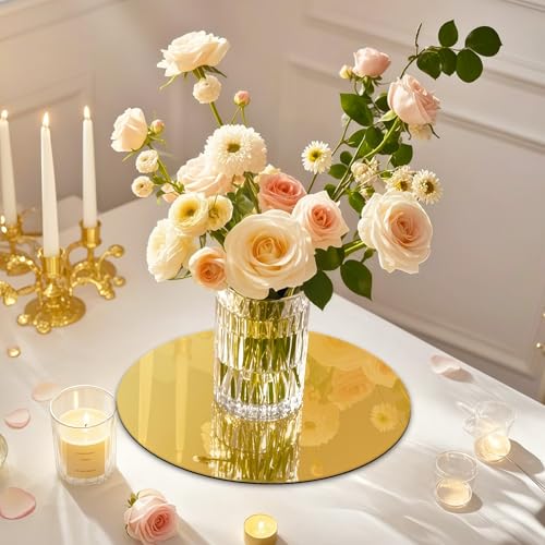 8PCS 6-Inch Gold Round Acrylic Mirrors for Centerpieces Wall Decor Candle Trays