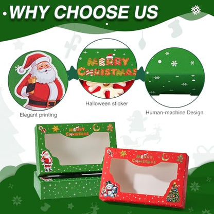 24PCS Christmas Cookie Gift Boxes with Clear Windows - Multiple Colors, 7x4.3x1.5 Inches