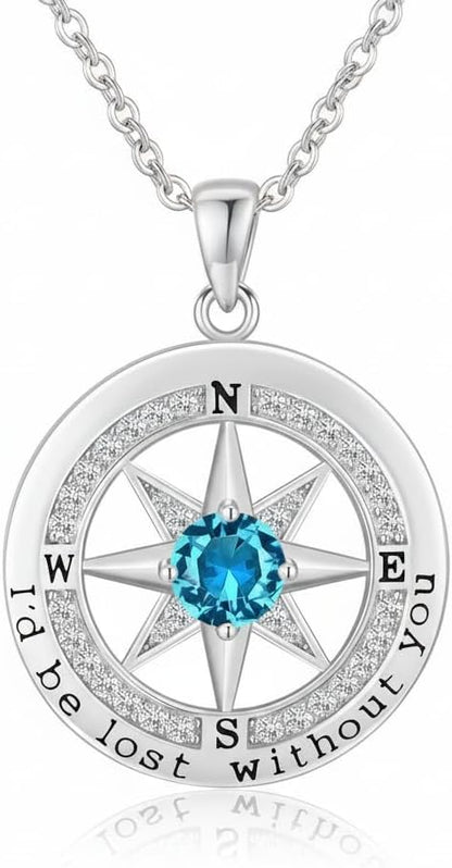 Skiennix Compass Necklace - S925 Sterling Silver Jewelry for Women | Rose Gold Gift for Any Occasion