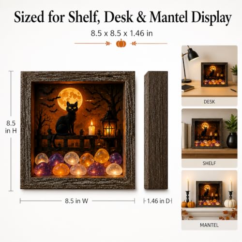 DIY Lighted Halloween Shadow Box Kit with Rustic Frame & Sea Glass - Magic Pot
