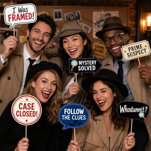 22-Piece Murder Mystery Photo Booth Props Set for Detective Party