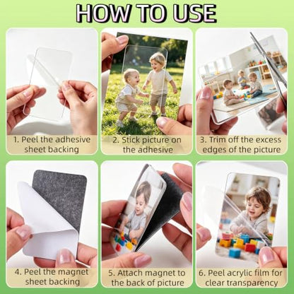Rectangle Acrylic DIY Fridge Magnet Kit 50 Pcs with Magnetic Photo Frames