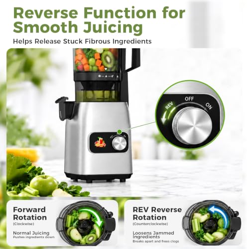 Cold Press Juicer Masticating Slow Juicer with Dual Collection Cups