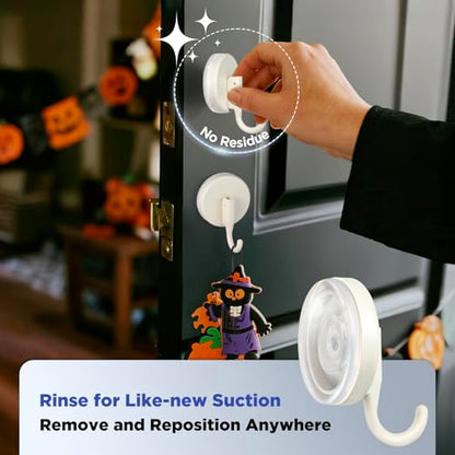 OUTXE Wreath Hanger for Front Door 2 Pack - Upgraded Suction Cup Reef Hook White