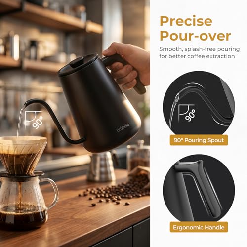 Electric Gooseneck Kettle with ±1°F Temp Control 27oz Rapid Heat Tea Coffee