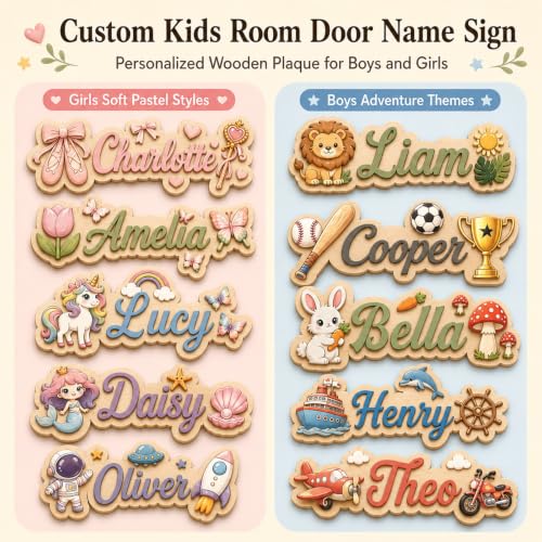 Personalized Nursery Name Sign - Fantasy & Princess Theme Wooden Wall Decor
