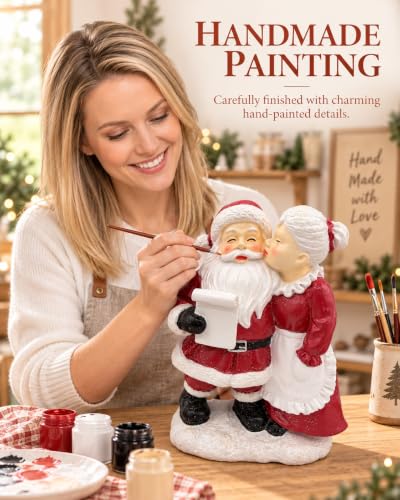 Large 8-Inch Santa & Mrs. Claus Resin Christmas Figurine - White Variation