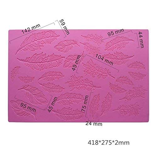 Anyana huge 16" sugar edible peacock feather cake silicone Embossing Mat Texture fondant impression lace decorating mold gum paste cupcake topper tool icing candy imprint baking moulds sugarcraft