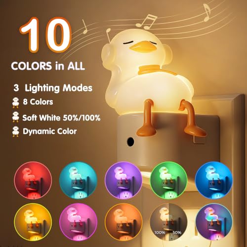 Kids LED Night Light Plug-in Duck Color Changing Sleep Lamp