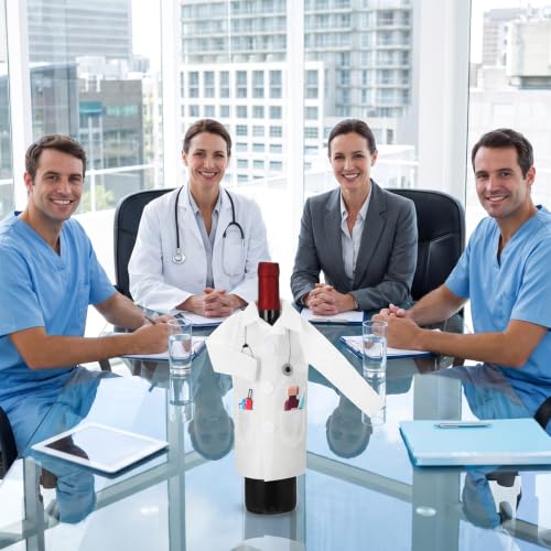 Doctor Coat Wine Bottle Cover with Syringe and Capsule Accessories - Graduation & Retirement Gift