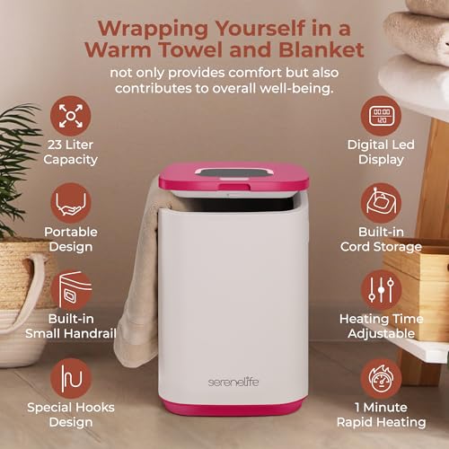 Electric Towel Warmer Bucket 23L with Essential Oils Holder Adjustable Timer