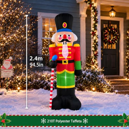 Lighted Christmas Inflatable Nutcracker Large Outdoor Yard Decoration