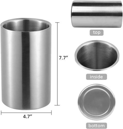 Jolitac Wine Chiller Bucket, Stainless Steel Double Wall Wine Cooler Bucket, Keeps Cold for Hours Wine Bottle Cooler Chiller Insulated Champagne Beer Ice Bucket (1 PC)