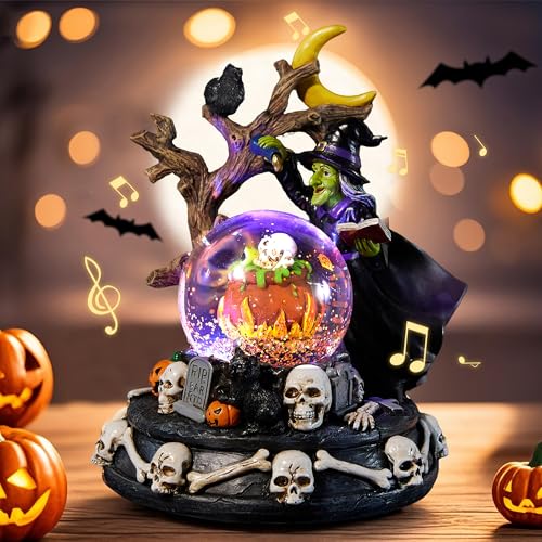 Halloween Snow Globe Lantern with Music & Lights - Witch Variation