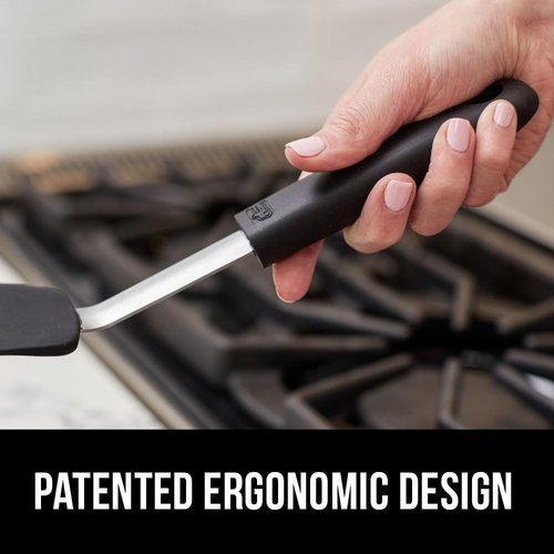 GORILLA GRIP Silicone Spatula - Heat Resistant Kitchen Turner with Soft Rubber Handle | 11.6 in, Black