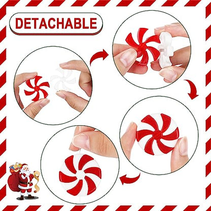 Christmas Candy Cane Ornaments Set - Red and White Holiday Tree Decorations