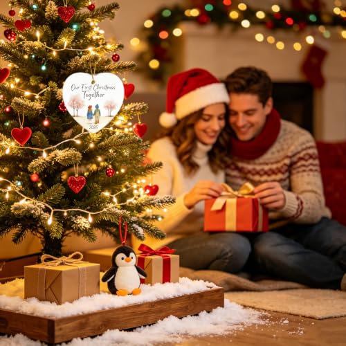 First Christmas Together Heart Ceramic Ornament - Couple Holiday Keepsake - Variation: Together