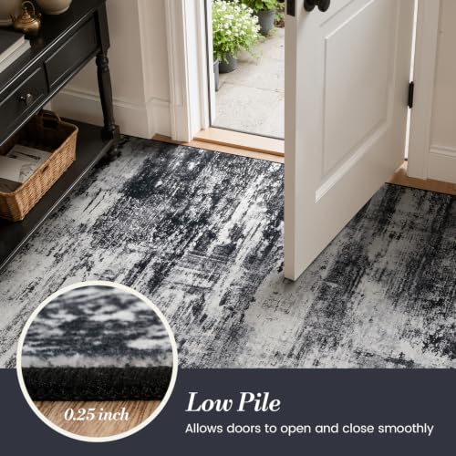 Living Room Rug 5x7 Black White Grey Washable Modern Abstract Floor Mat - Variation of THIS listing