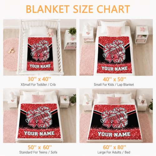 Red Personalized Cheerleading Blanket - Custom Teen Girl Gift