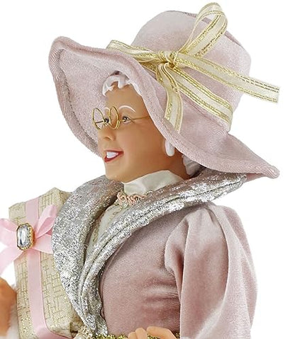 Windy Hill 16-Inch Whimsical Mrs. Claus Holiday Decor - Rose Gold Finish